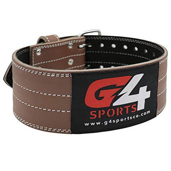 G4 Vision Genuine Leather Power Weight Lifting Adjustable Belt 4" Gym Fitness Bodybuilding Back Support Weightlifting Heavy Workout (Large, Black)