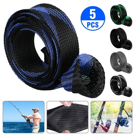 5PCS Fishing Rod Protector Cover Spinning Casting Rod Sleeves Pole Sock Tubes US