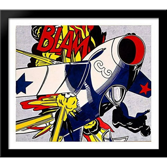 Blam 32x28 Large Black Wood Framed Print Art by Roy Lichtenstein
