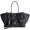 Black-1, variant on Women's Vegan Leather Tote Bag with Multiple Pockets and Push-Lock Closure