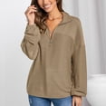thumbnail image 2 of Suéter informal de manga larga con media cremallera para mujer, Tops con cuello en V para otoño e invierno, para la vida diaria, fiesta y Club, 2 of 6