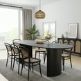 thumbnail image 3 of MAYEERTY Modern 79*33.5*30" Oval Black Dining Table with Arc - shaped Legs, Seats 6, 3 of 8