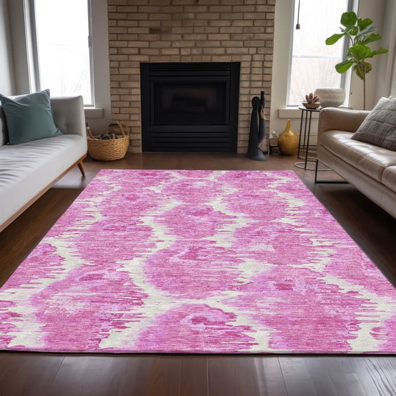 Addison Rugs Chantille Indoor/Outdoor Transitional Diamond Pink Washable Rectangle Rug, 5' x 7'6"