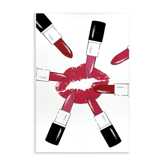 Stupell Industries Lipsticks & Kiss Beauty & Fashion Painting Unframed Art Print Wall Art, 10 x 15