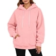 thumbnail image 3 of AKOEE Womens Oversized Hoodie with Pockets Plain Hooded Sweatshirts Casual Drawstring Long Sleeve Pullovers (XL, Pink), 3 of 7