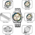 thumbnail image 3 of Fashion Business Men's Stainless Steel Quartz Watch with Date Window Large Face Luminous Waterproof Stylish Casual Watch for Men, 3 of 9
