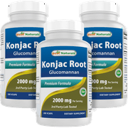 3 Pack Best Naturals Konjac Root 2000 mg 180 Vegetarian Capsules