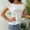 thumbnail image 6 of Biekopu Women´s Lace Flower Crochet Tops, Cap Sleeve Low Cut Drawstring T-shirt Female Off Shoulder Clothing,S/M/L, 6 of 9