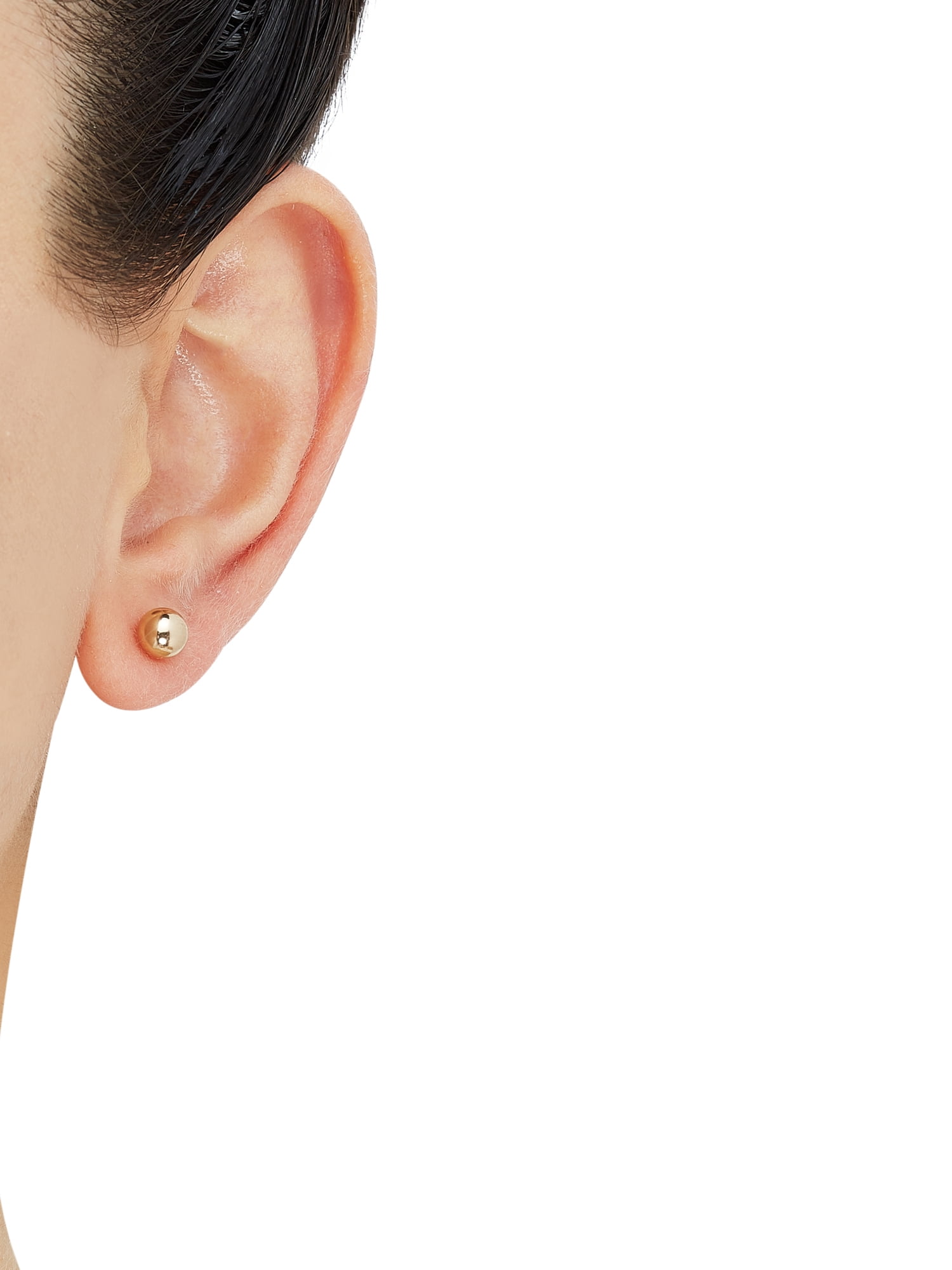 Brilliance Fine Jewelry 10K Yellow Gold 6MM Ball Studs and Heart Hoops Set
