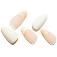 thumbnail image 2 of GLAMERMAID Creamy White French Tip Press on Nails Almond, Nude Beige Fake Nail Gel, Medium Almond Glue on Nails, Oval Stick on Nails Gel, Reusable Stiletto Acrylic False Nail with Design E22, 2 of 3