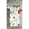 thumbnail image 3 of Ambesonne Funny Quilted Bedspread Set 2 Pcs, Newlyweds Caricature, Twin Size, Red Mint Green Grey, 3 of 3
