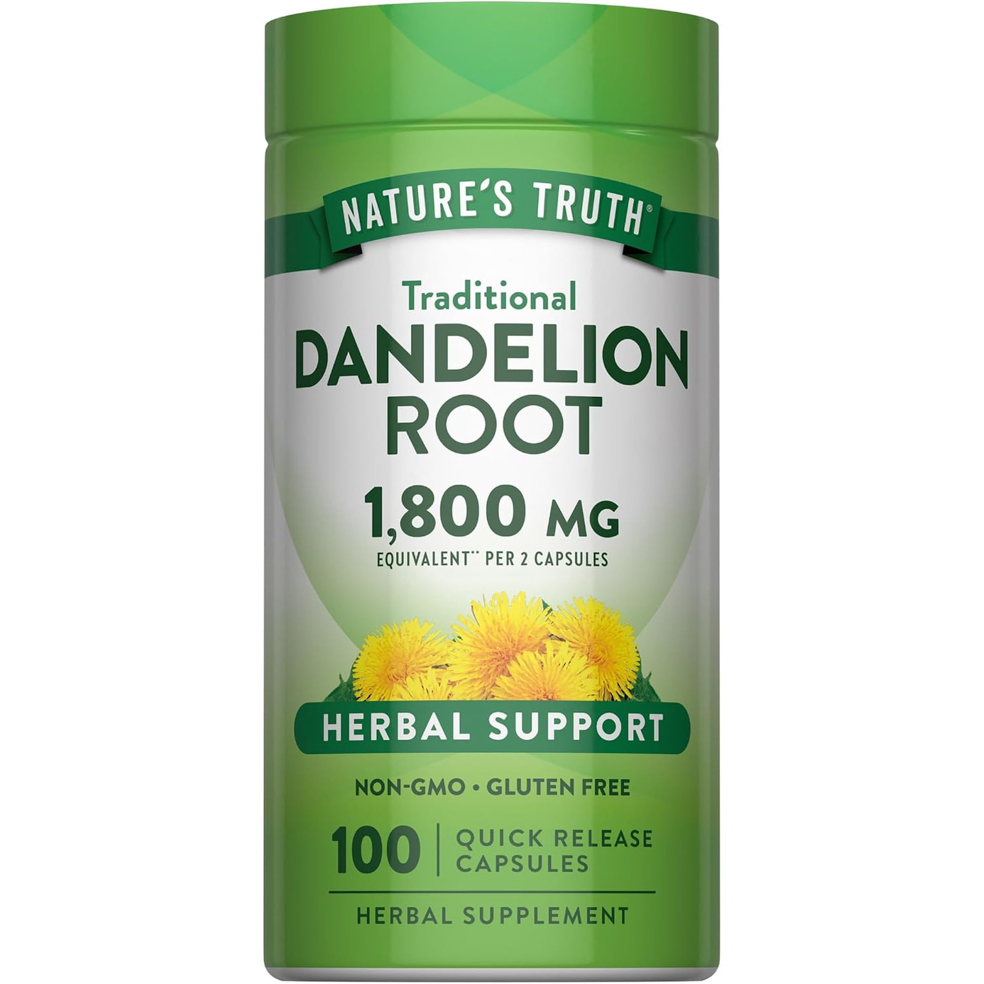 Dandelion Root Capsules | 100 Count | Non-GMO & Gluten Free Extract | by Nature's Truth