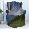 thumbnail image 4 of Idaho Soft Flannel Fleece Throw Blanket, Sawtooth Mountains Cape Horn Road Landscape near Stanley, Cozy Plush for Indoor and Outdoor Use, 50" x 70", Blue Olive Green, by Ambesonne, 4 of 5