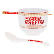 Nissin Cup Noodles 20-Ounce Ramen Bowl and Chopstick and Spoon Set