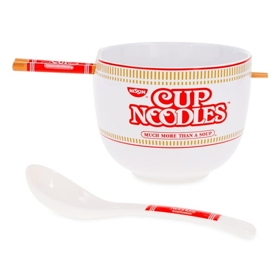Nissin Cup Noodles 20-Ounce Ramen Bowl and Chopstick and Spoon Set