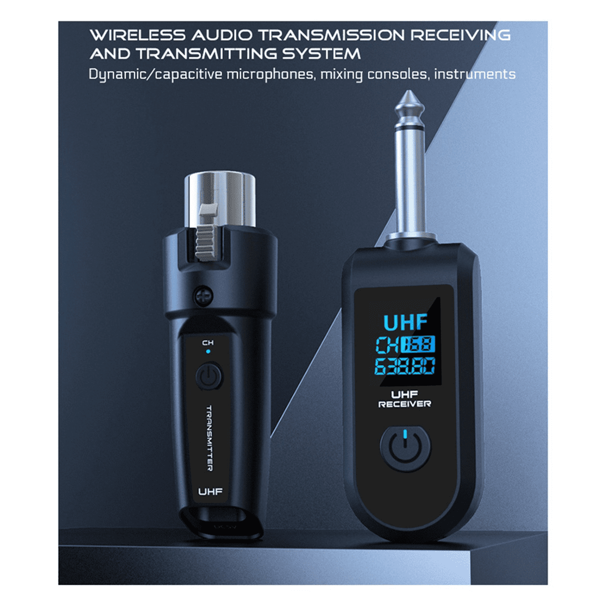 2X New Wireless Microphone UHF Wireless XLR Transmitter and Receiver for Dynamic Microphones Audio Mixers PA Systems,2 set x microphone audio mixer (1 tray 1),Black