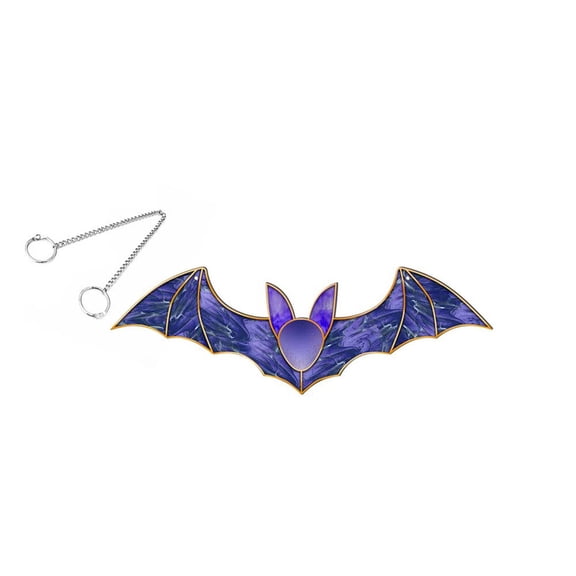 Halloween Bat Hanging Ornament, 2D Flat Purple Bats Decorations, Bat-Shaped Decorative Pendant for Home Indoor Outdoor Party Window Decor