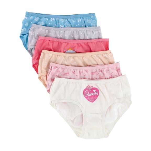 Mamia Girl's Cotton Princesses Bikini Panty (6 Pack)