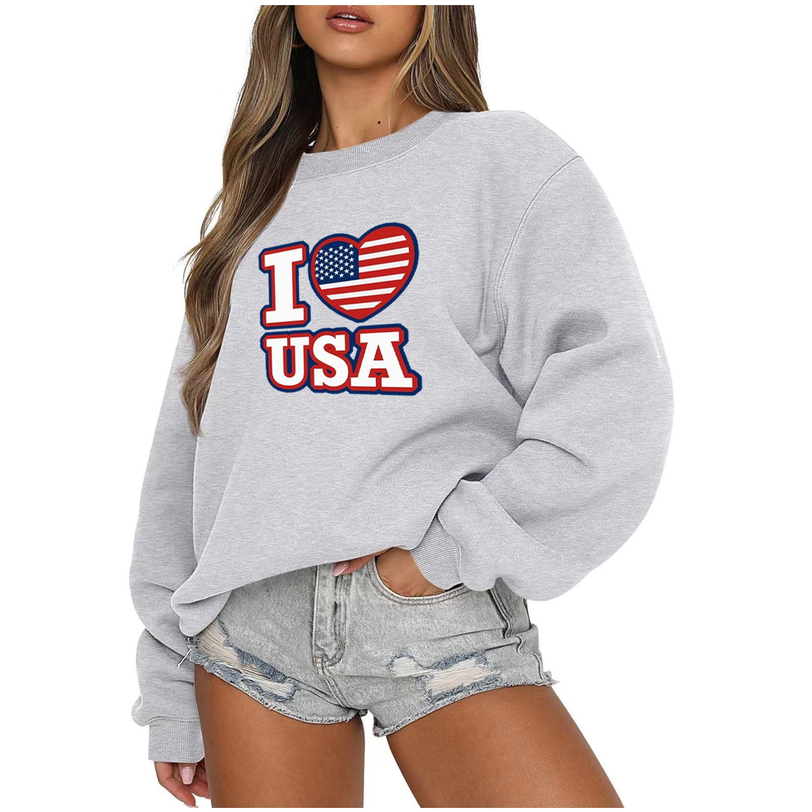 Miqool USA Oversized Sweatshirt for Women, 4th of July Patriotic