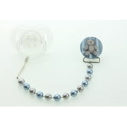 Teddy Bear with Simulated Pearls Pacifier Clip