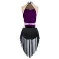 thumbnail image 4 of Haitryli Women Sparkly Sleeveless Lyrical Dance Dress High-Low Mesh Skirted Leotard Gymnastic Purple XXL, 4 of 5