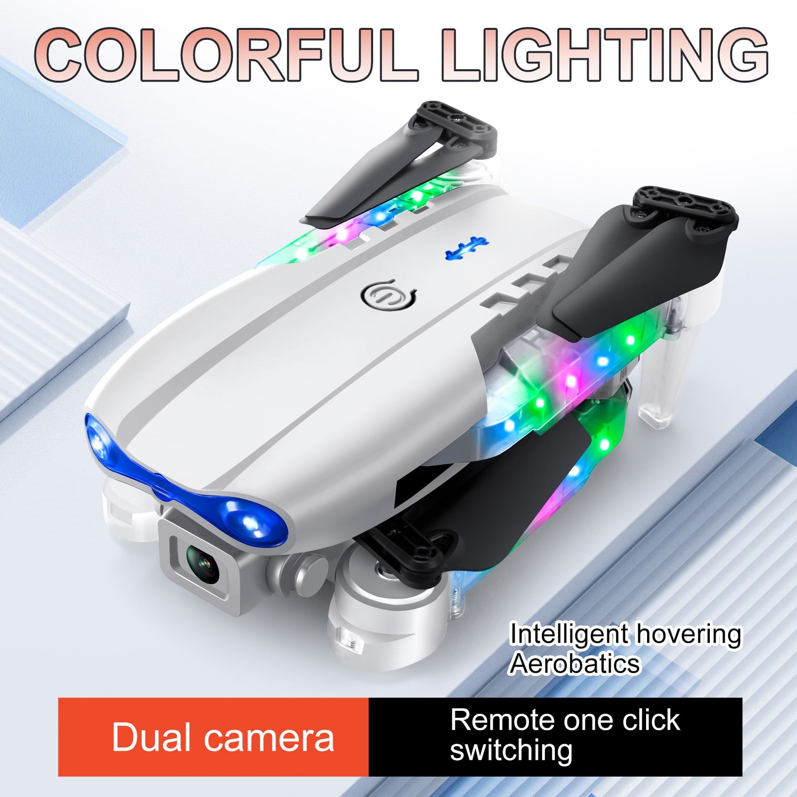 Drone with 1080P FPV Camera, Remote Control Toys with Cool LED Lights, One Click Takeoff And Landing, Gifts for Boys Girls