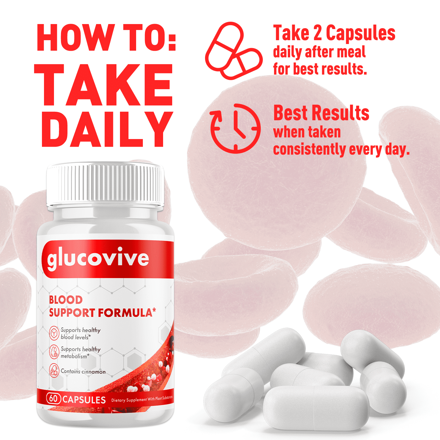 Glucovive Blood Balance Support Pills Advanced Formula Vitamin Supplement Gluco Vive 180 Capsules
