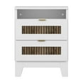 thumbnail image 3 of 2-Drawer Farmhouse Wooden Nightstand with Wooden Strip Decoration and Metal Handle, 3 of 11