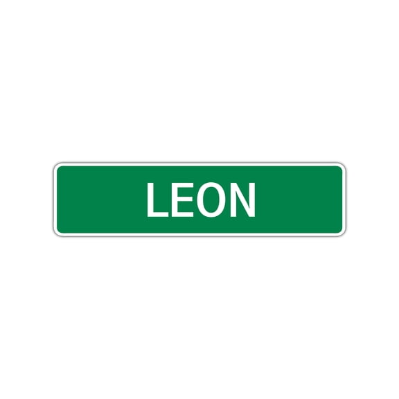 Leon Boys Children Name Letter Printed Wall Plaque Decoration Label Indoor Outdoor Aluminum Sign 4"x13.5"