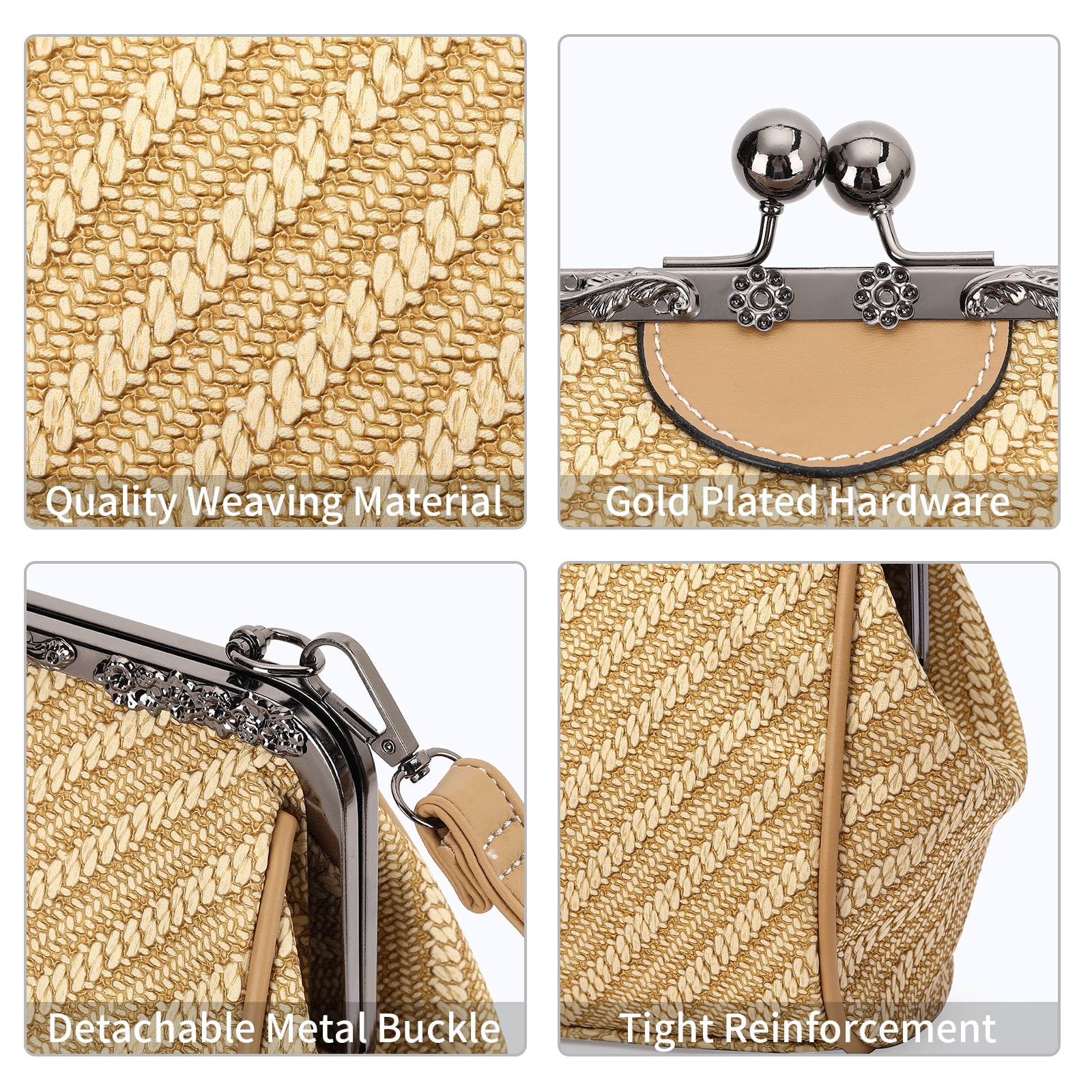 SENDEFN Handbag for Women Shoulder Bag Kiss Lock Medium Top Handle Satchel Purse Retro Crossbody Bag Evening Clutch Purses