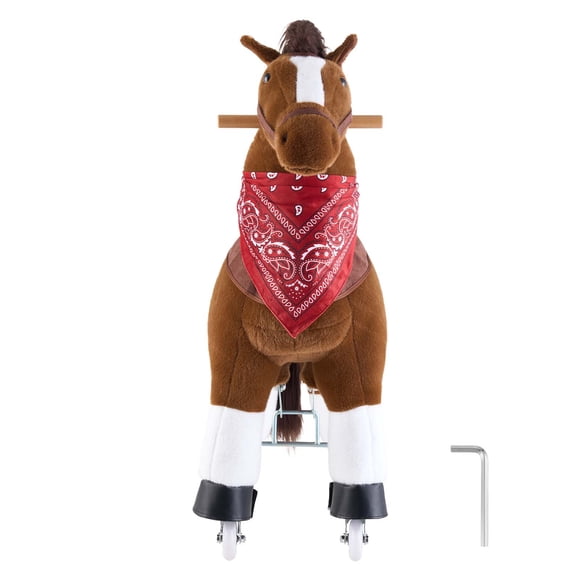 KFFKFF Cheval à Chevaucher, Jouets Poney à Monter pour Enfants, Aucune Pile Requise, Roues Lisses avec Anneau d'Arrêt Anti-Roulis, Siège Surélevé Amélioré, Poignées, Pédales Robustes, Capacité de Charge Maximale de 176 Lb pour 6 Ans et Plus