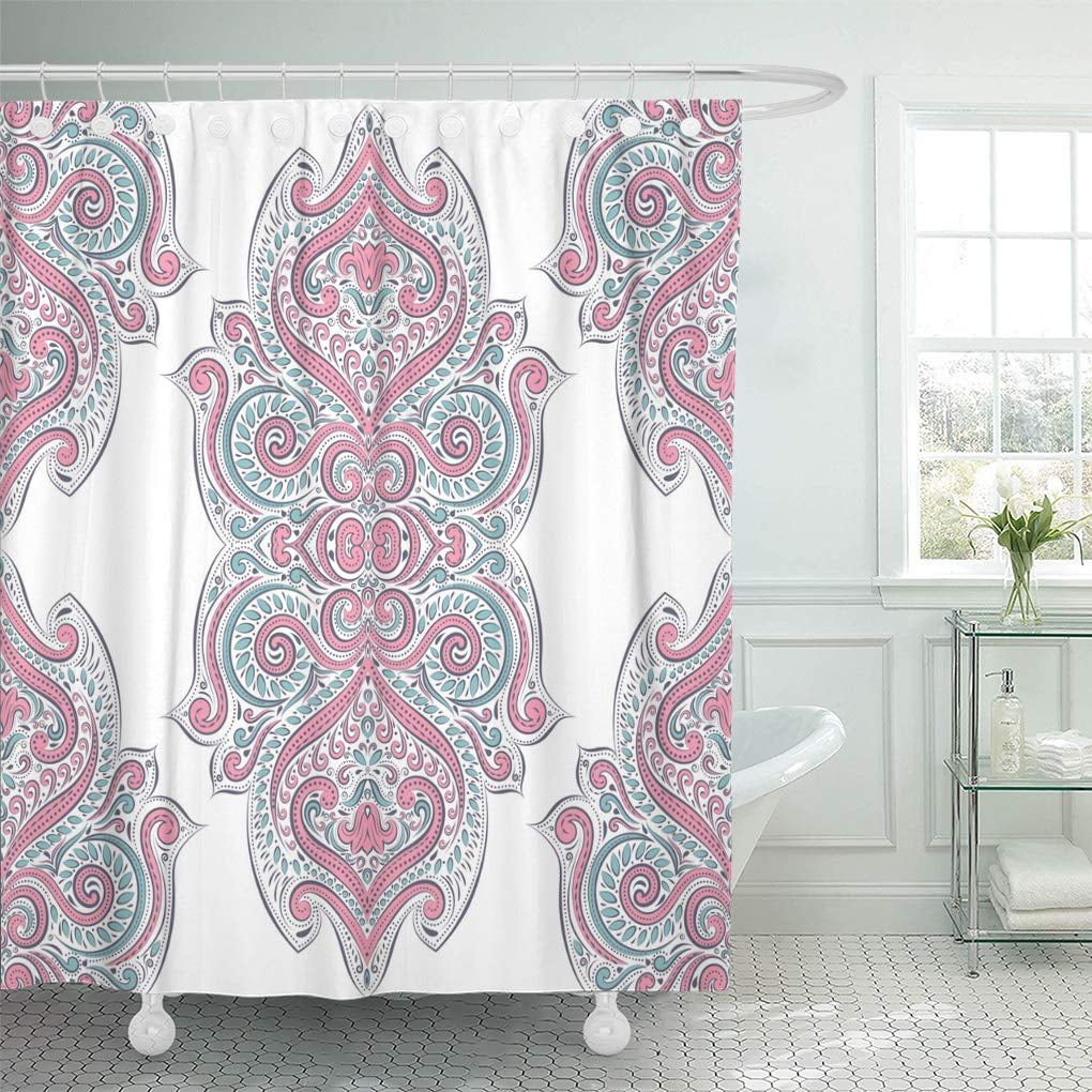 KSADK Floral Pink and Turquoise Elegant Classic Luxury Damask Victorian