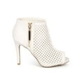thumbnail image 2 of New Women Qupid Grammy-87 Leatherette Peep Toe Caged Zip Ankle Bootie, 2 of 5