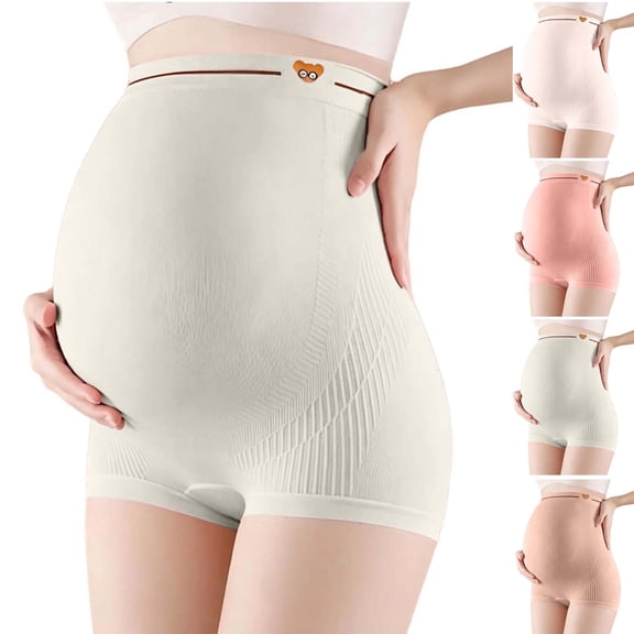 Pafei Tyugd Womens's Maternity Underwear High Waisted Seamless Panties Pregnancy Over the Stomach Soft Cozy Belly Supports Briefs Green M