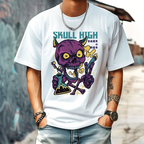 Men's T Shirt Round Neck Patterned Tee Summer New Sports Shirt Vintage Style Gift for Friends XS