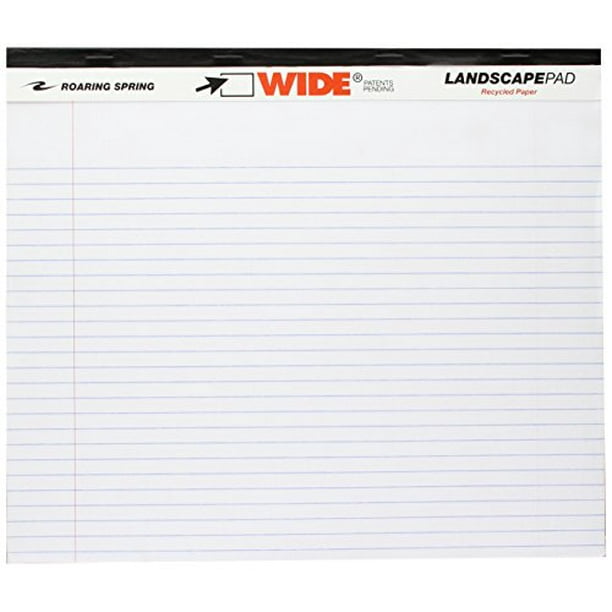 wide landscape format writing pad college ruled 11 x 9 1 2 white 40 sheets walmart com