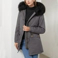thumbnail image 2 of Long Winter Coats for Women Ladies Pie Over Fleece Padded Jacket with Collar Hooded Warm Coat Winter Coats for Women, 2 of 7