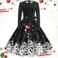 thumbnail image 1 of Vestidos de Verano Para Mujer Vestido de Navidad de Manga Larga Con Cuello Redondo y Lazo Vestido Elegante de Fiesta Con Cintura En A, 1 of 3