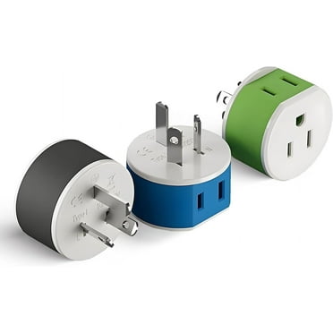 OREI Australia, New Zealand, China Travel Plug Adapter - 2 USA Inputs - 3 Pack - Type I