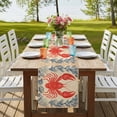 thumbnail image 4 of Lobster Coastal 36 Inch Table Runner, Summer Beach Coral Shell Nautical Vintage Farmhouse Dresser Scarf Cotton & Linen Tablerunner for Dining/Kitchen Island/Holiday Party Décor Small 13" x 36", 4 of 9