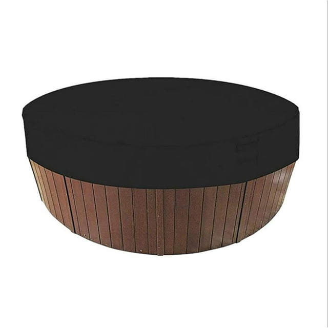 facefd Round Hot Tub Cover Pool Bathtub Drawstring Oxford Cloth Cover for Outdoor Pool Black No.1