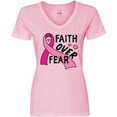 thumbnail image 3 of Inktastic Breast Cancer Awareness Faith Over Fear Women's V-Neck T-Shirt, 3 of 5