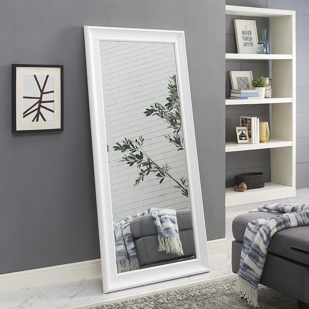 Framed Floor Mirror White 65" x 31" by Naomi Home
