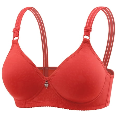 Sheghy Adjustable Back Hook Wireless Bra-Seamless Thin Comfort T-Shirt Bra/Sports Bras Clearance Red