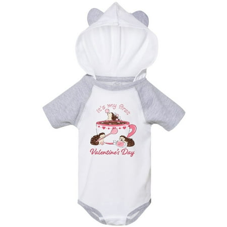 

Inktastic It s My 1st Valentine s Day with Cute Hedgehogs Gift Baby Boy or Baby Girl Bodysuit