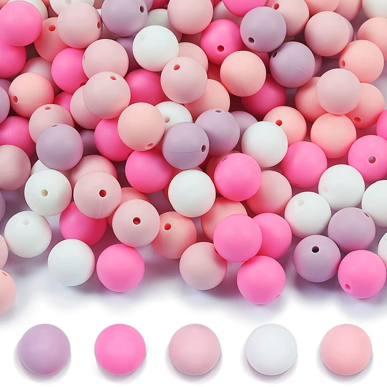 15mm Peach Silicone Beads, Pink Round Silicone Beads, Beads Wholesale