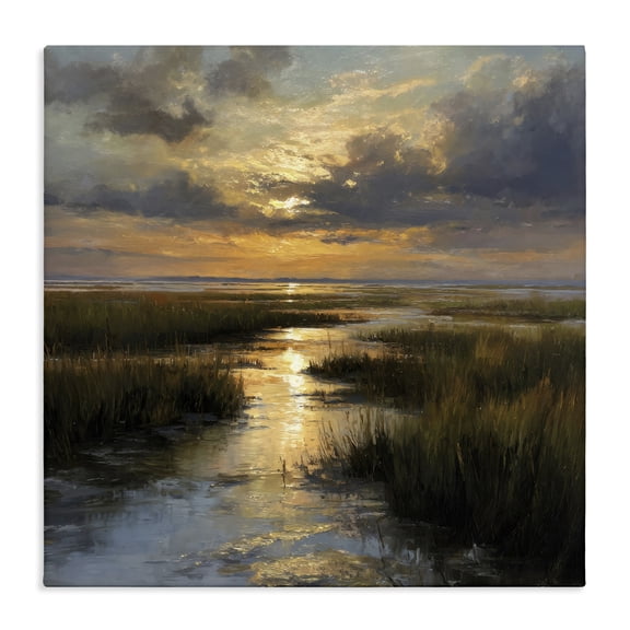 Stupell Industries Traditional Sunset Over Marshland Canvas Art, 17 x 17, by Petals Prints Design