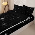 thumbnail image 3 of Manfei Lovely Stars Zipper Twin Comforter Sets with Fitted Sheet and 2 Pillowcases,Kawaii Cartoon Theme Zipper Bedding Set,Black White,Black Reversible,4pcs, 3 of 8