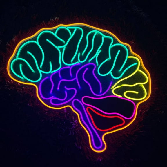 Handmadetneonsign Human Brain Neon Sign, Human Brain LED Light Wall Art Decor, Living Room Wall Decor