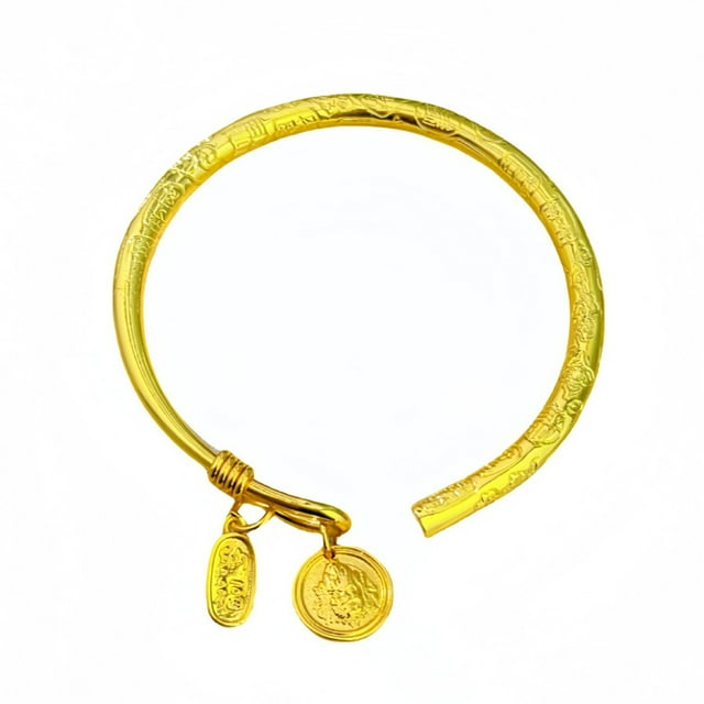 Brazalete Gold Placer con puño abierto, 17 g, para mujer, 5 mm de ancho
